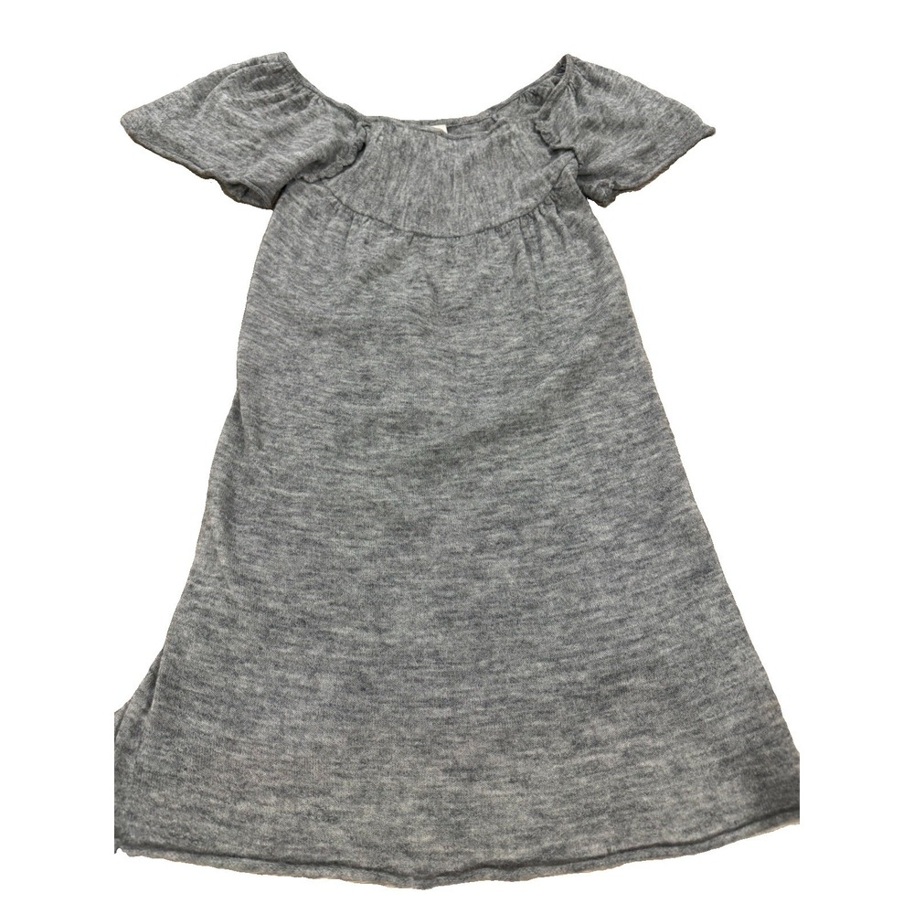 Moth Anthropologie Gray Knit Dress XS Alpaca Wool Blend Flutter Sleeve Zip Back